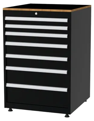 Productafbeelding van Povag Gereedschapskast met 7 laden, Ladekast met werkblad, 1048x710x725mm, Zwart