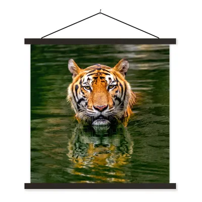 Produktbild von MuchoWow® Textilposter Tiger im Wasser 60x60 cm mit schwarzem Rahmen - Posteraufhänger