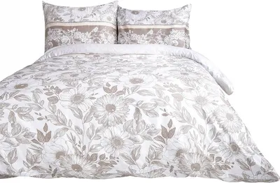 Produktbild von Bettwäsche, Satinbettwäsche,Satynlove 160x200cm 1535-1 Beigefarbene Blumen
