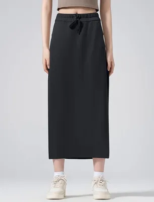 Produktbild von Damen-Cargorock Gerade Bequem Weich Casual Midi Schwarz M