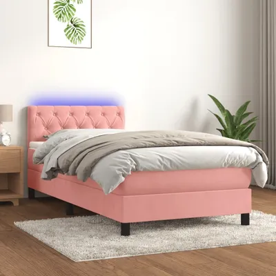 Produktbild von The Living Store Boxspringbett mit Matratze & LED Rosa 80x200 cm Samt