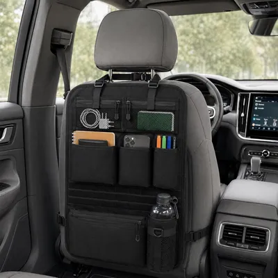 Produktbild von Auto Organizer Rücksitz 42x62cm mit Netztaschen und Becherhalter aus Oxford Stoff