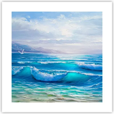 Produktbild von Poster - Poster ohne Rahmen - Meer Welle Möwe - 40x40 cm - Wand Bild - Wanddeko - Wandbilder - Kunstposter - Wandposter - Bilder - Kunstdruck - Wanddekoration - Wandbild - P2XAC40x40-4033