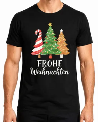 Produktbild von Frohe Weihnachten Weihnachtsbaum Zuckerstange Geschenk Tannenbaum Herren T-Shirt, Schwarz, L