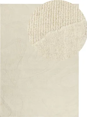 Produktbild von BELIANI Teppich Beige aus Wolle 160 x 230 cm Rechteckig Modern Abstraktes Muster für Wohnzimmer Schlafzimmer Flur
