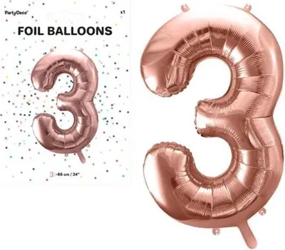 Obrázok produktu pre Fóliový balón číslo 3 86 cm ružovo zlatý 71376