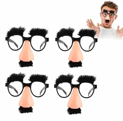 4er-Set lustige Verkleidungsbrille mit Nase, Augenbrauen, Schnurrbart