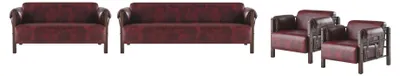 Produktbild von Sofa-Set Couch 3-Sitzer 2-Sitzer Sessel Bordeaux Ledersofas Komplett