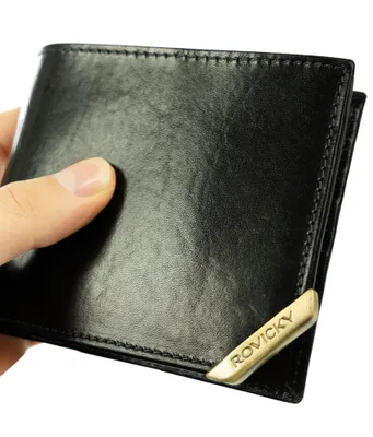 Obrázek produktu pro Rovicky pánská peněženka z přírodní kůže RFID hnědá 11,5x9,5 cm