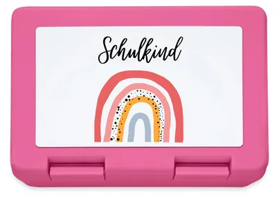 Produktbild von Spreadshirt Einschulung Schulkind Regenbogen Geschenkidee Brotdose Lunchbox, One size, Pink