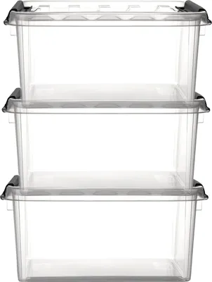 Produktbild von 3x Aufbewahrungsbox stapelbare Box Smart Store Classic 15 transparent mit Deckel & Klickverschluss