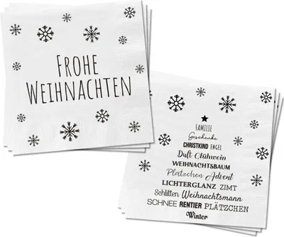 Image de Serviettes JOYEUX NOËL - 80 pièces - 2 motifs différents, 3 plis