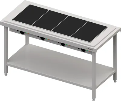 Immagine prodotto di Servizio caldo con piastra riscaldante in vetroVetroceramica 4x GN1/1, 1570x750x880, coperchio in acciaio inox