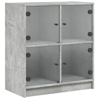 Produktbild von Beistellschrank mit Glastüren Betongrau 68x37x75,5 cm
