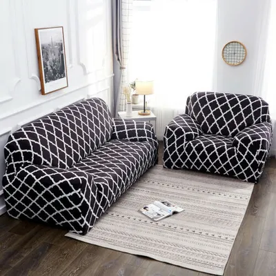 Obrázek produktu pro Potahy na pohovku strečové, moderní potah na pohovku 4 sedadla protiskluzový elastický potah na ochranu nábytku sedací souprava 230-300cm, černá