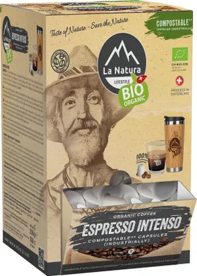 Produktbild von Espresso Intenso Coffee Super BOX 100 kapsułek kawy | La Natura Lifestyle Organic 510g| bio-based | kompatybilny z Nespresso®*³