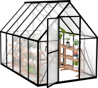 Image de UISEBRT Premium Serre en aluminium 280x180x195cm, 5.04m² Serre de jardin accessible avec fondations renforcées, fenêtre de toit et porte, résistante aux intempéries et à la température pour tomates, légumes & plantes
