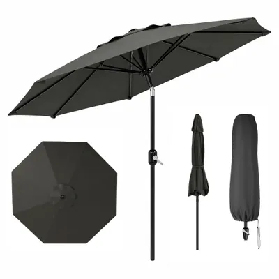 Produktbild von Alu Sonnenschirm Ø270cm Gartenschirm Terrassenschirm Marktschirm neigbar mit Kurbel Aluminium Mast UV50+ Bespannung MALTA+ Grau