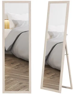 Productafbeelding van 160 x 50 cm staande spiegel, veelzijdig te gebruiken, rechthoekig ontwerp met frame, wit