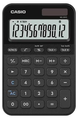 Zdjęcie produktu dla Casio MS-20YC, Desktop, Podstawowy kalkulator, Bateria/Energia słoneczna, Czarny
