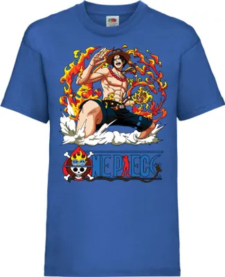 Produktbild von Kinder T-Shirt One Manga Piece Anime 09 Portgas Ace, 12-13 Jahr - 152 / Blau