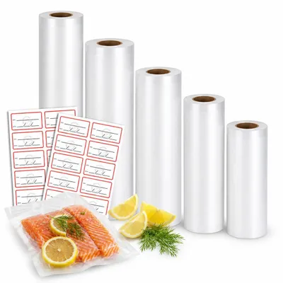 Produktbild von Vakuumierfolien Rollen Set 15 18 20 25 28 cm x 6 m Strukturfolie für Vakuumierer 5 Rollen 30 m BPA frei