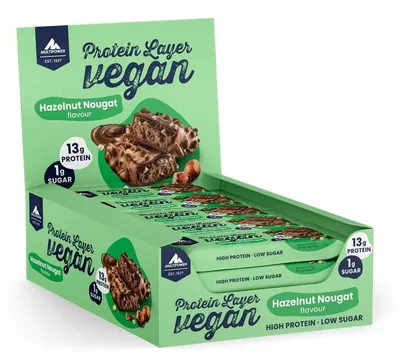 Produktbild von Multipower Protein Layer vegan – 15 Riegel à 55 g Hazelnut Nougat