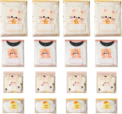 Imagen del producto de Bolsas de almacenamiento para ropa de bebé, transparentes, 16 unidades, de diferentes tamaños, para organizar