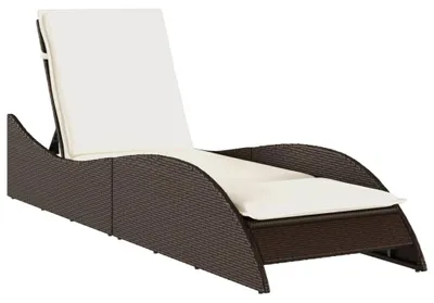 Productafbeelding van vidaXL Zonnebed met kussen, bruin, 60x205x73 cm, polyrotan