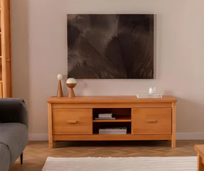 Image de Élégant support TV marron Salon Lowboard bois Table à tiroirs