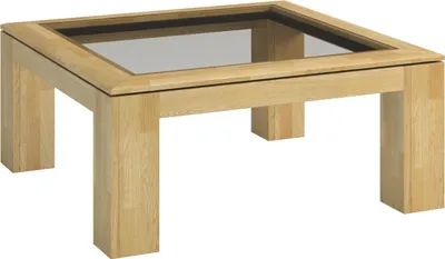 Produktbild von Massivholz Couchtisch Loungetisch Eiche Natur 48x90x90 cm, Wohnzimmertisch Beistelltisch Clubtisch massiv