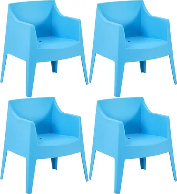 Produktbild von CLP 4er Set Gartenstühle Bartal stapelbar wetterfest UV-beständig bis 150 kg blau