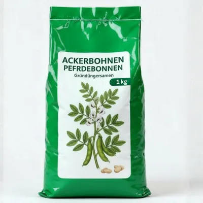 Produktbild von Bestellartikel Ackerbohnen Pferdebohnen Vicia faba, Inhalt: 1kg für ca. 50m², nicht winterharte Gründüngerpflanzen, Tief wurzelnd und stickstoffbindend