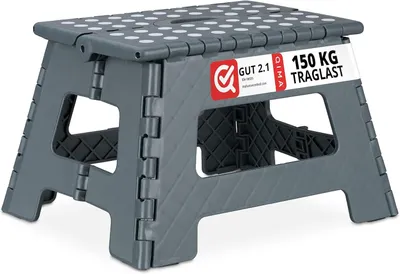 Produktbild von Klappbarer Aufstiegshilfe – Trittstufe für Wohnwagen – Küche – Badezimmer – Toilettenhilfe – Kunststoff – 22 cm – Dunkelgrau