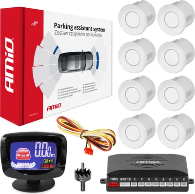 Produktbild von Einparkhilfe-Sensorenset 8 LED-Displays Weiß Amio-01600