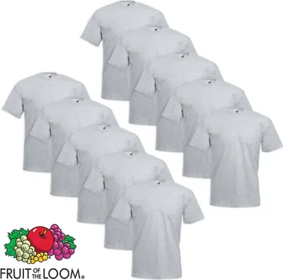 Produktbild von Fruit of the Loom Große Größe Valueweight T-Shirt 10 Stk. Grau 5XL