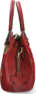 Produktbild von Laura Vita Damen Henkeltasche mit Blumenmuster und Umhängeriemen Aramis 05, Farbe:Rot