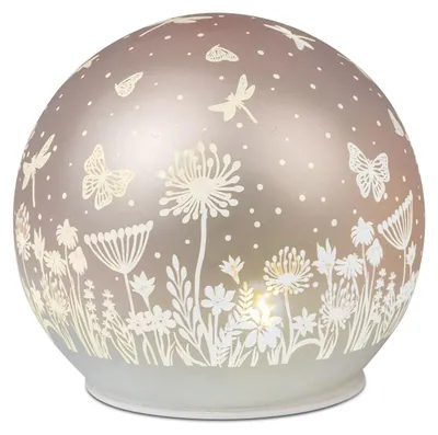 Produktbild von LED Deko Kugel 12cm Glas Peach Rosa mit Timer 6h/18h, batteriebetrieben