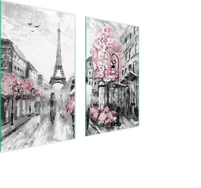 Immagine prodotto di Piastre copri fornelli 2 pezzi 75x52 Copri piano cottura in Vetroceramica tagliere in vetro Paris Pink