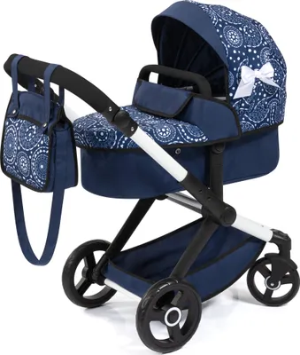 Produktbild von Bayer Design 17073AB Puppenwagen Xeo mit Tasche, höhenverstellbarer Griff, Schwenkschieber, wandelbar als Puppenjogger, bewegliche Vorderräder