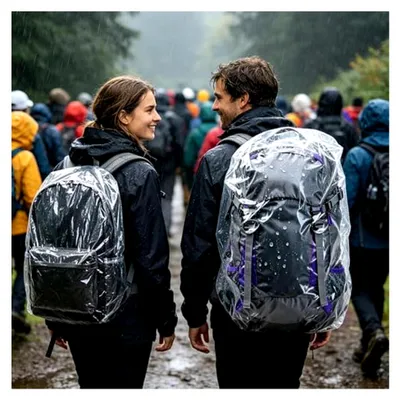 Produktbild von Regenschutz für Rucksäcke - 50 Stück transparente, elastische und staubdichte Abdeckungen für Gepäck, wasserdicht und flexibel, ideal für Schule, Büro und städtische Pendelstrecken