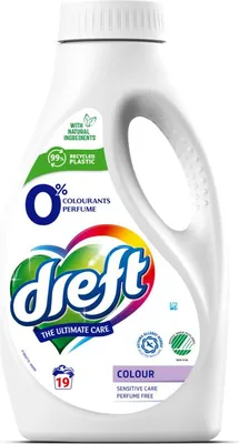 Produktbild von Dreft Flüssigwaschmittel – 0 % Buntwäsche – Hypoallergen – 19 Waschgänge - 1 Stück