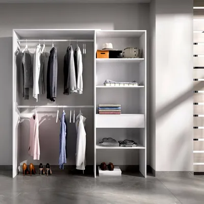 Produktbild von Kleiderschrank Dgarut, Struktur für begehbaren Kleiderschrank, Offene Garderobe, 160x40h187 cm, Weiß