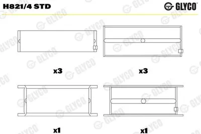 Produktbild von GLYCO Kurbelwellenlager H821/4 STD passend für MERCEDES-BENZ O 404 3,472mm