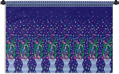 Produktbild von MuchoWow® Wandteppich Wandbehang Blumen - Muster - Frühling 90x60 cm Tapisserie Dekoration Wandtuch - Wandskulpturen - Bildteppich