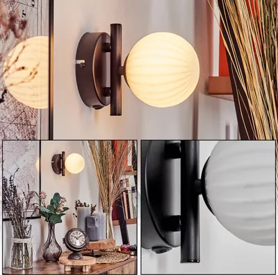 Produktbild von Isorella Wandlampe aus Metall/Riffelglas in Schwarz/Weiß