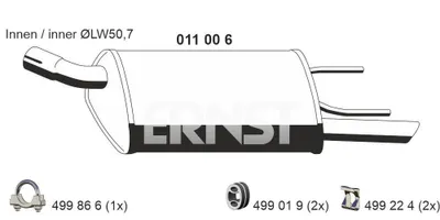 Produktbild von ERNST 011006 Endschalldämpfer für OPEL Corsa B Schrägheck (S93) Auspuff