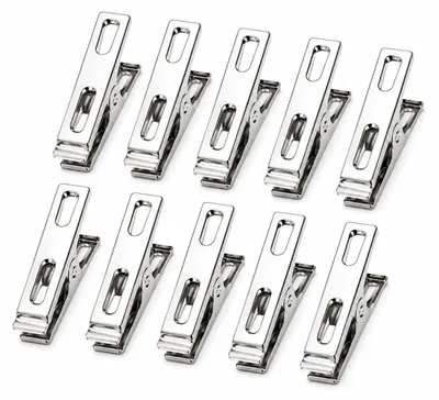 Image de lot de 10 pinces à linge en acier inoxydable [4,5cm x 1cm] | Pinces multi-usages pour linge délicat, serviettes | Pinces universelles pour corde à linge | Clips à linge | Pinces de fixation Pinces à notes