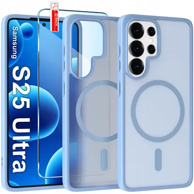 Obrázek produktu pro Matné magnetické pouzdro pro Samsung S25 Ultra | Kompatibilní s MagSafe, odolné + sklo