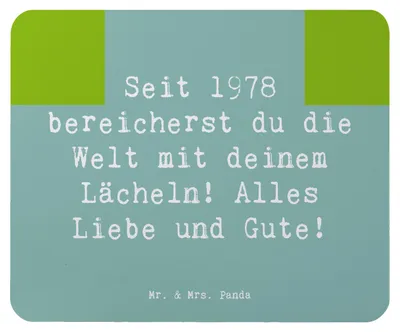 Produktbild von Mr. & Mrs. Panda Mauspad Spruch 1978 Geburtstag - Meeresbrise - Geschenk, Mouse Pad, laptop mousepad, Geburtsjahr, Geburtstagswünsche, Jahrgang, Alter, Happy Birthday